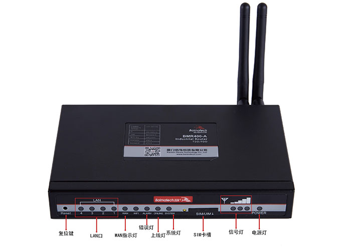 BMR400工業(yè)級(jí)無線路由器前面板示意圖
