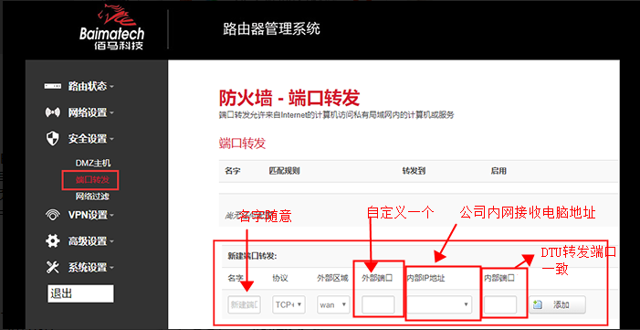 端口轉(zhuǎn)發(fā)配置
